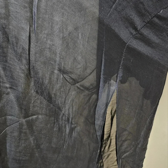 ITALY Black Silk Blend Midi Black Elastic Waist Long Dress Sleevless size 3X - Picture 6 of 8